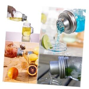 4pcs Stainless Steel Cocktail Shaker Lids for Mason Jars Wide Mouth